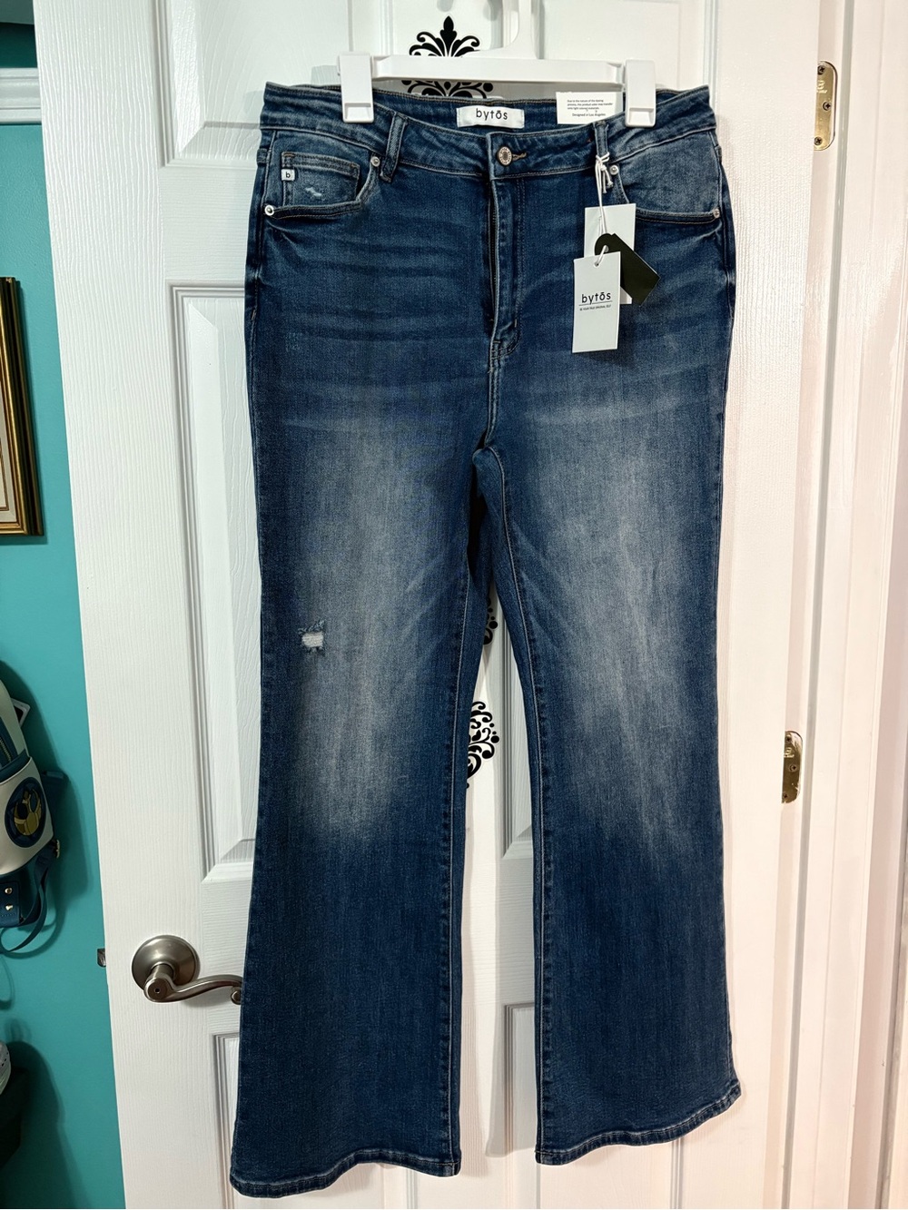 Women’s Boutique Boot Cut Jeans in Dark Blue Wash 15/32 #5